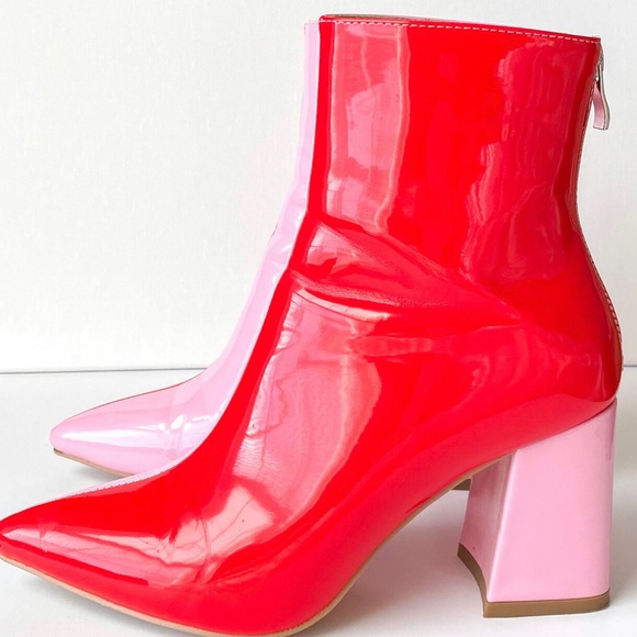 Audrey O. Red/Pink Split colored boots. - Picture 1 of 2
